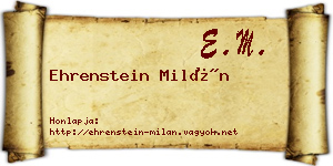 Ehrenstein Milán névjegykártya